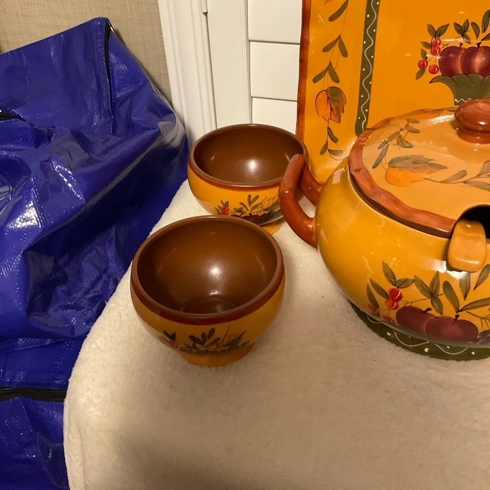 Autumn Harvest Tea Set with Floral Design